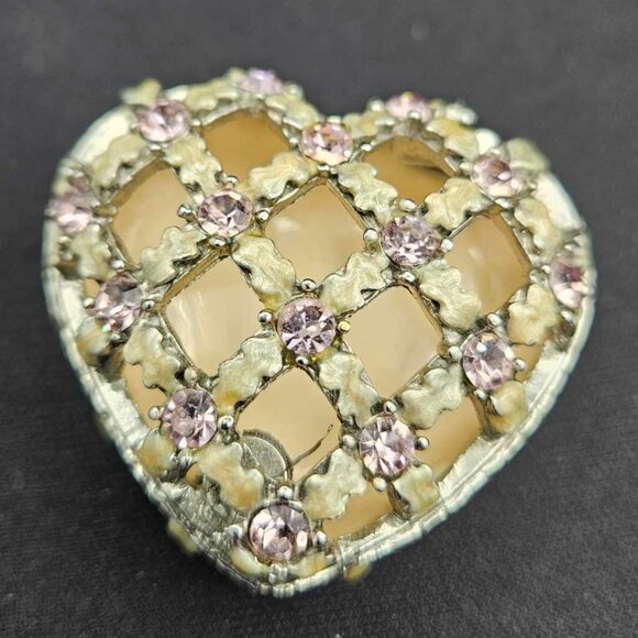 Vintage-Inspired Heart Trinket Box – Rhinestone Keepsake Jewelry Holder - Picture 3 of 3